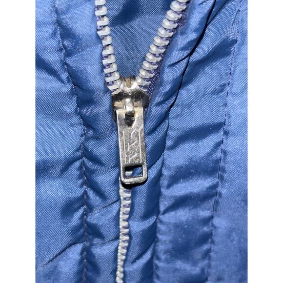 Vintage 70s Sears Zip Up Puffer Coat Blue Nylon Men’s Large 24x31 Fall Jacket - Picture 3 of 5